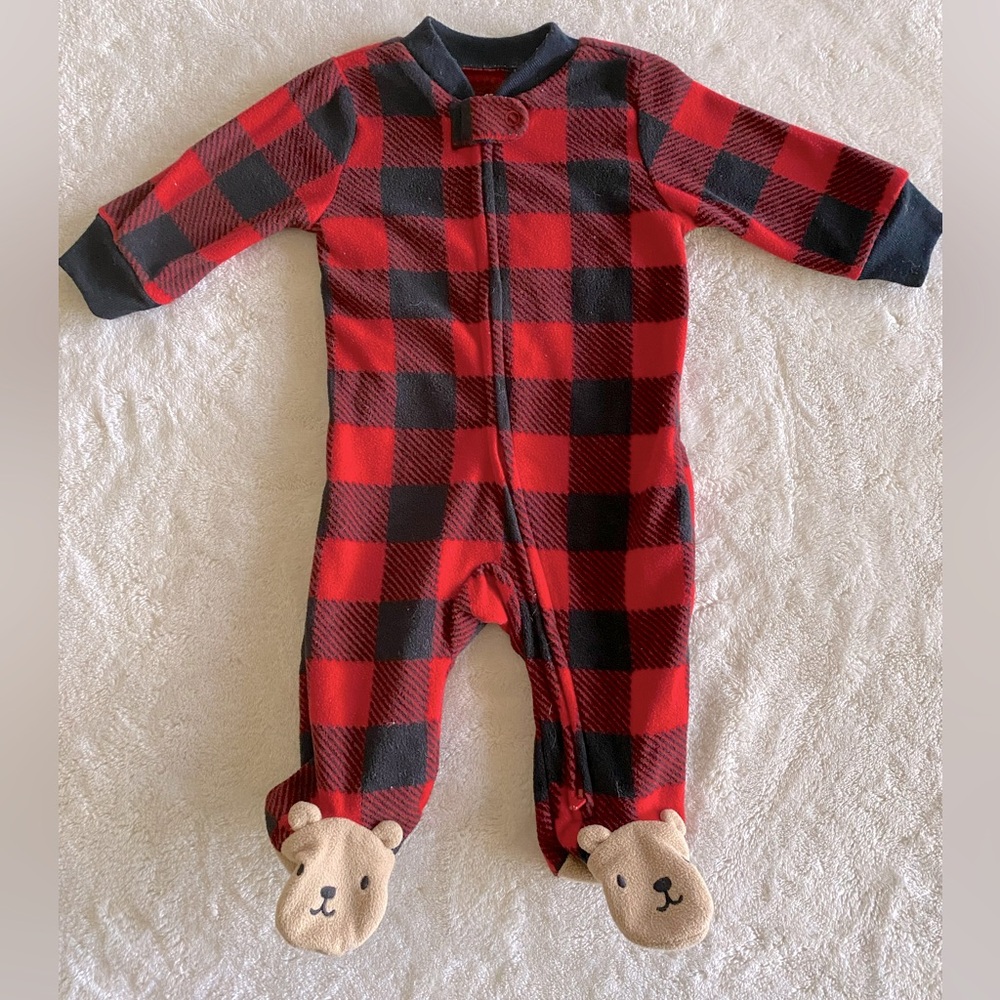 Checkered Bear Footie Pajamas